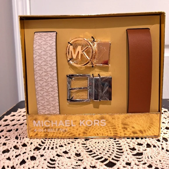 Michael Kors Gold and Brown Belt Set Michael Kors 4 in 1 Belt set 2 Interchangeable Belt Set  main image 4
